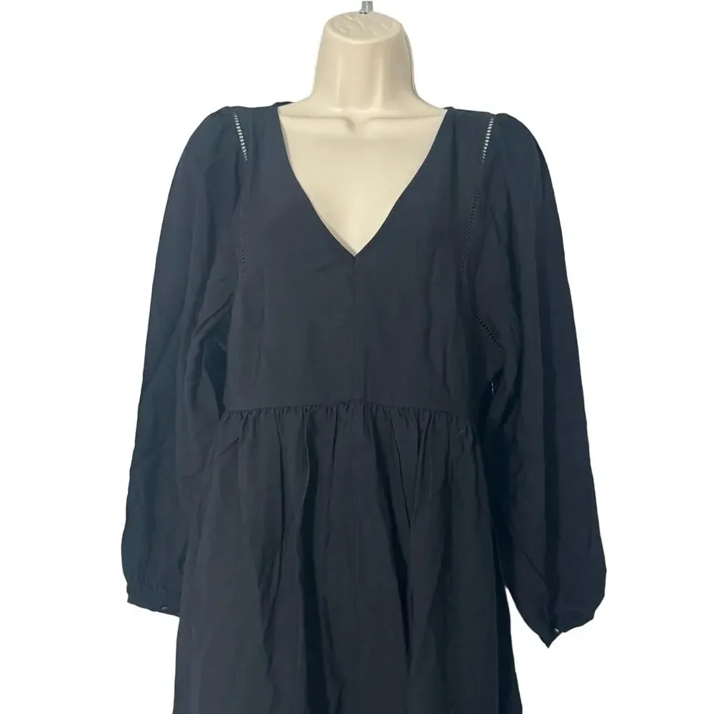 NWT Madewell‎ V-Neck Empire Midi Dress in Black Size S - Picture 7 of 16